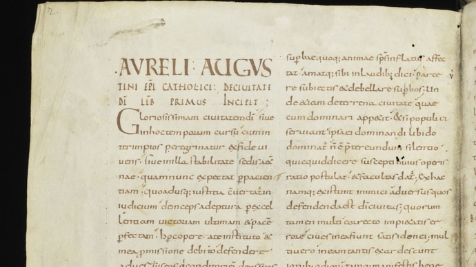 Die Schrift "De civitate dei" von Augustinus von Hippo. Leihgeber: Stiftsbibliothek, St. Gallen (CH)