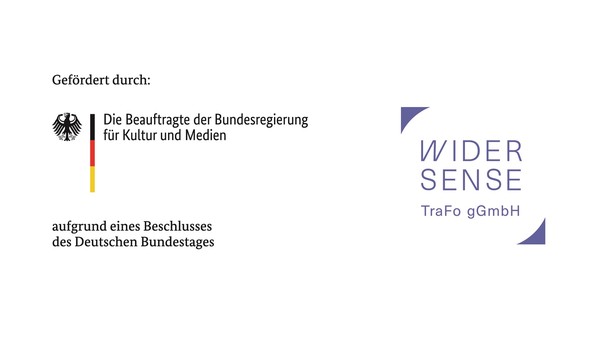 Fördererlogos von Beauftragten der Bundesregierung für Kultur und Medien und von der Wider Sense TraFo gGmbH