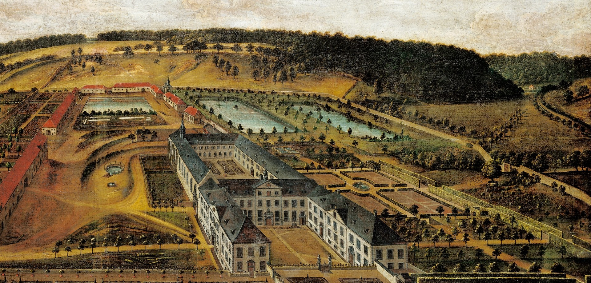 Ein Gemälde zeigt die Dalheimer Klosteranlage im 18. Jahrhundert.